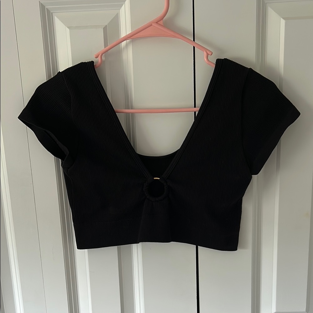 Aerie Cap Sleeve Crop Top with Cut Out